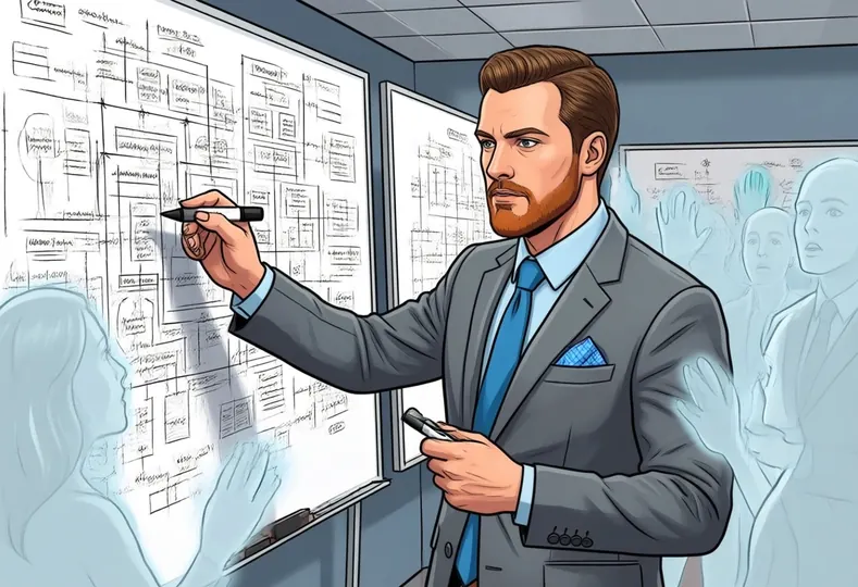 Drawing a system design on a whiteboard