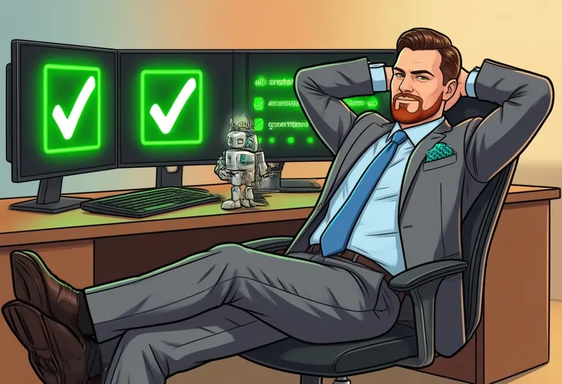 Relaxing in front of all-green dashboards
